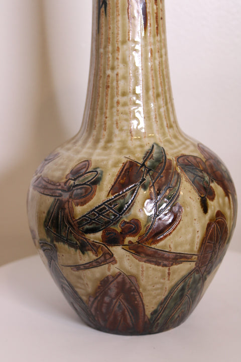 Long Floral Studio Pottery Bottle