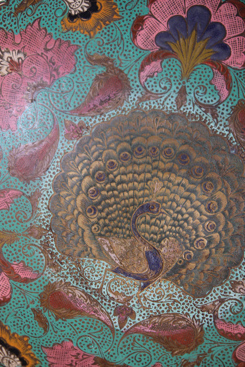 Large Peacock Floral Cloisonne Style Tray