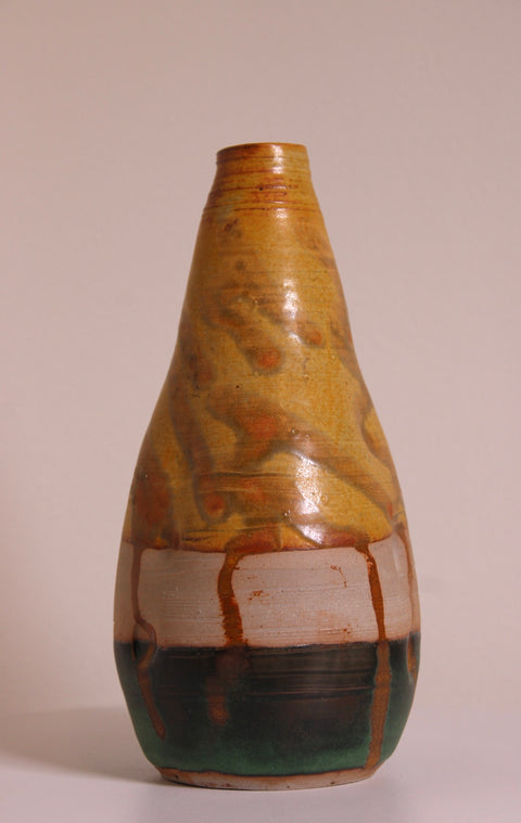 Tall Earth Tone Drip Glaze Bottle Vase