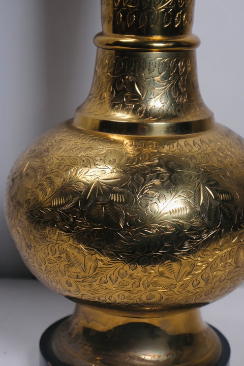Vintage Tall Moorish Polished Brass Decorative Lamp