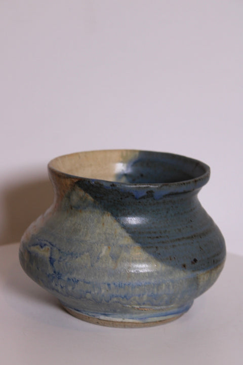 Vintage Blue Gray Studio Pottery Bowl Vase