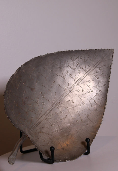 Large Brutalist Brass Leaf Tray