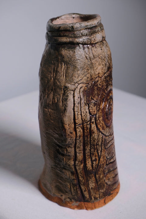 Brutalist Brown Coil MCM Vase