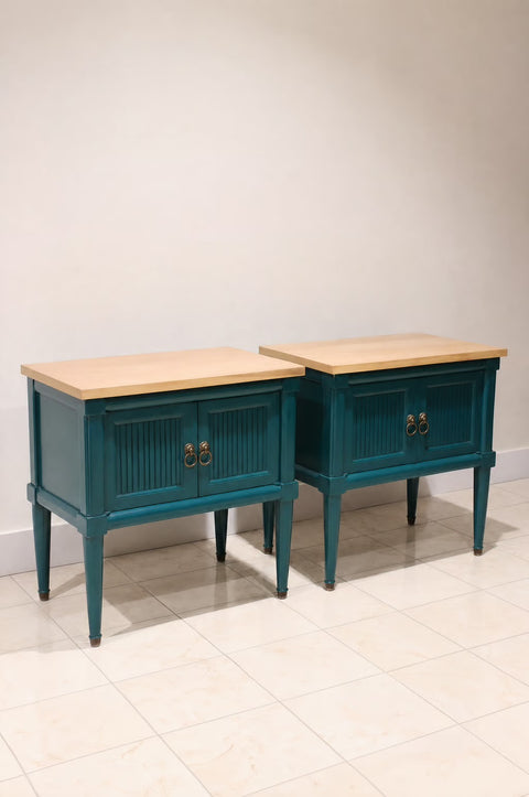 Vintage Teal Side Tables (Pair)