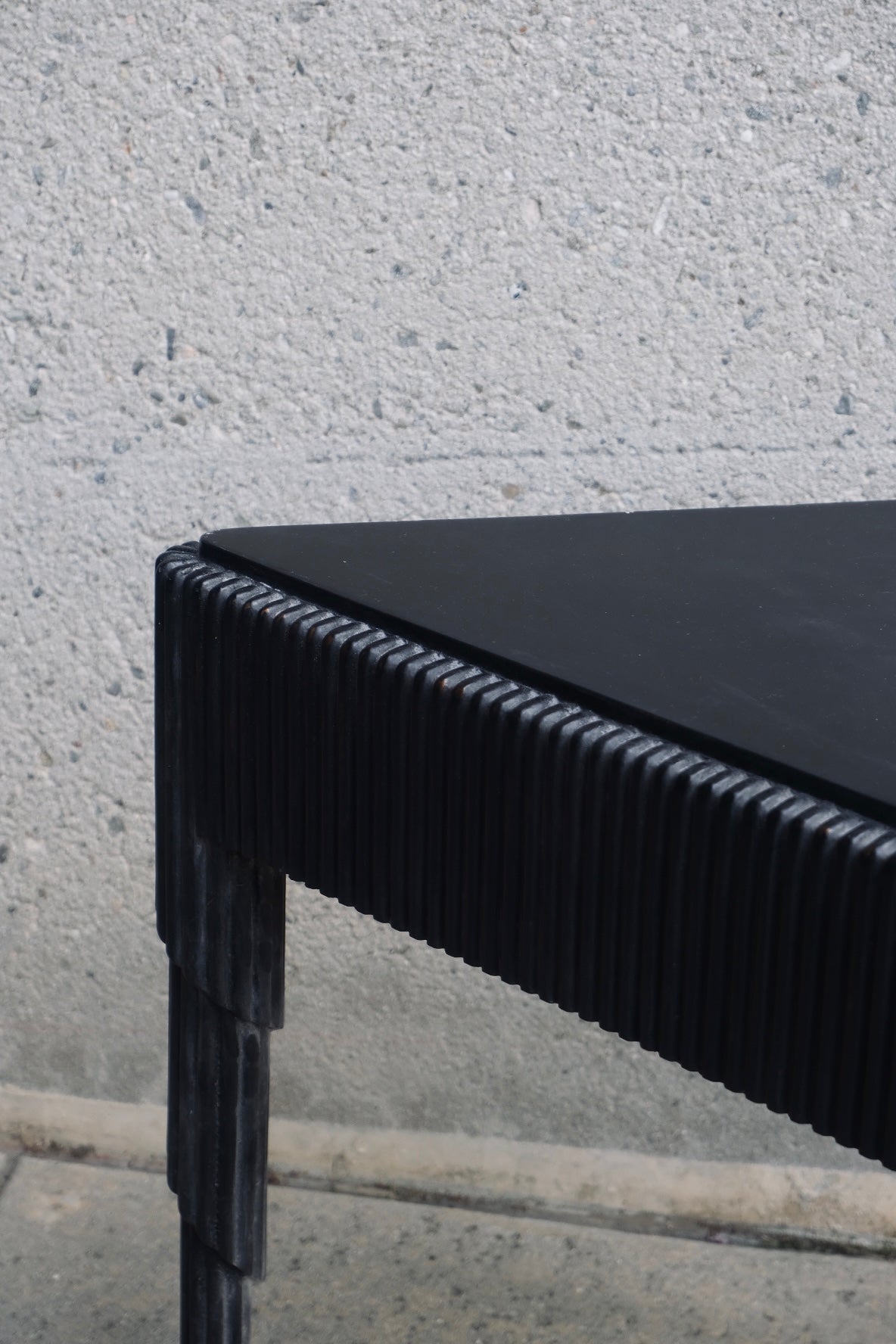 Black Small Fluted Carved Side Table (Vintage) (SOLD)