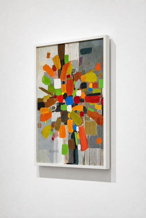 Original Jae Carmichael Framed Abstract Painting – Vintage Colorfield Wall Art