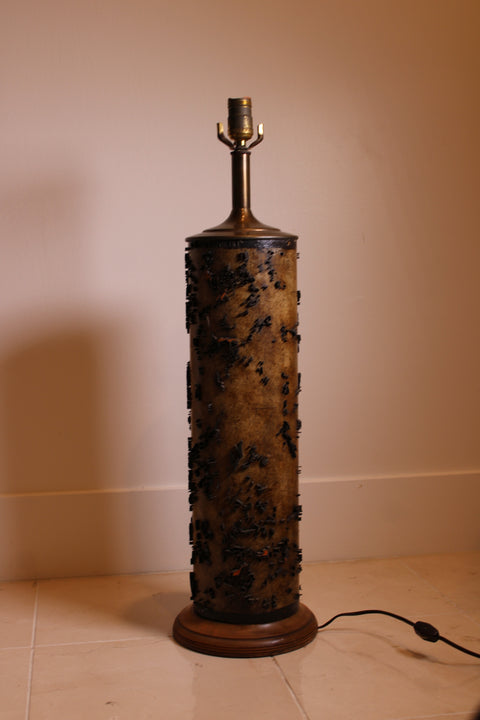 Antique Wallpaper Printing Roller Lamp – Distressed Gilt Relief