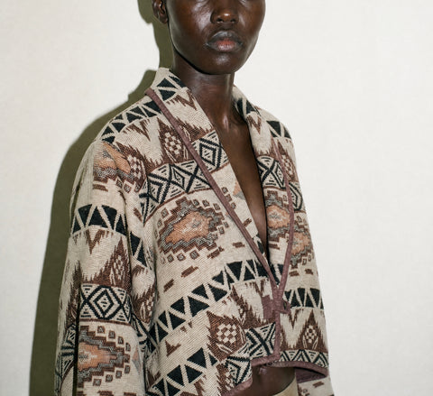 Flashback Brown Southwestern Cropped Jacket