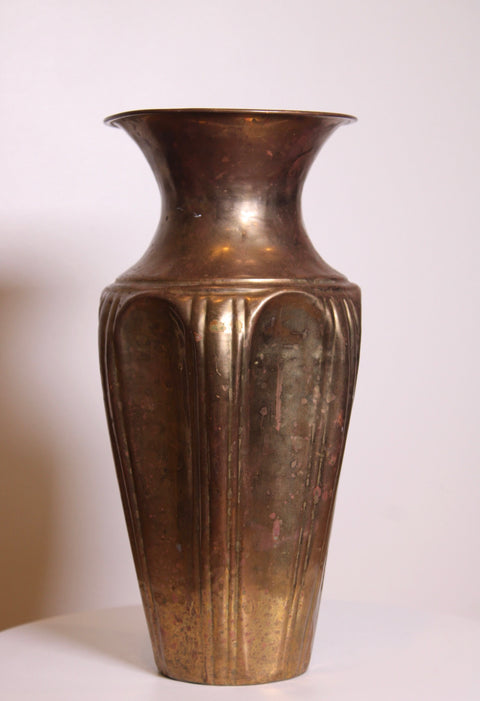 Fluted Brass Pedestal Vase