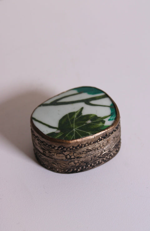 Antique Floral Repoussé Trinket Box