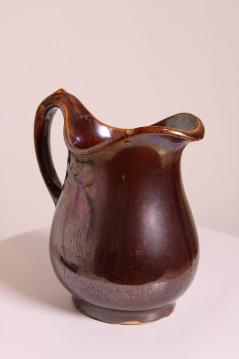 Brown Glazed Ceramic Pitcher