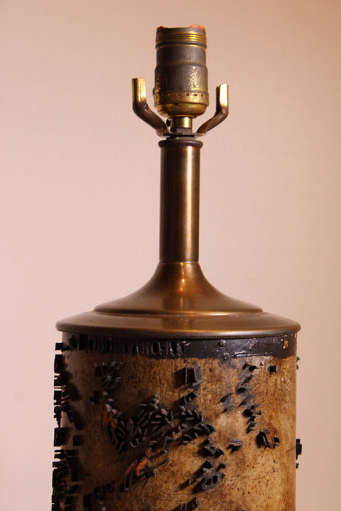 Antique Wallpaper Printing Roller Lamp – Distressed Gilt Relief