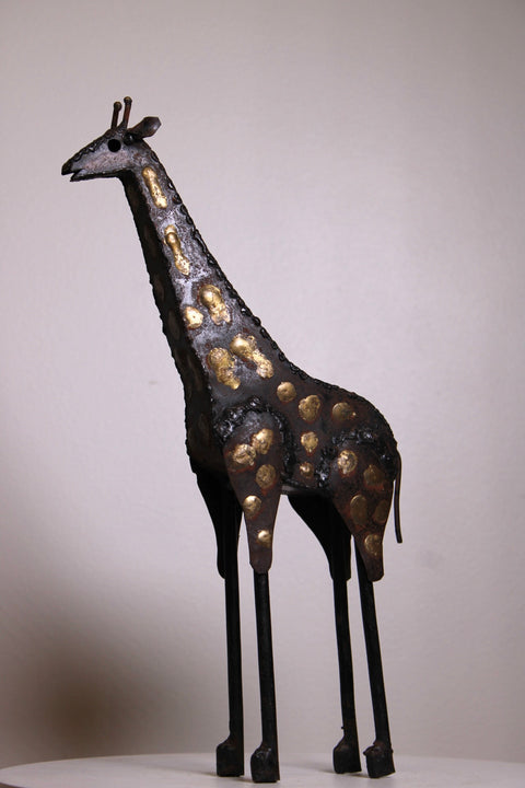 Brutalist Metal Giraffe Sculpture