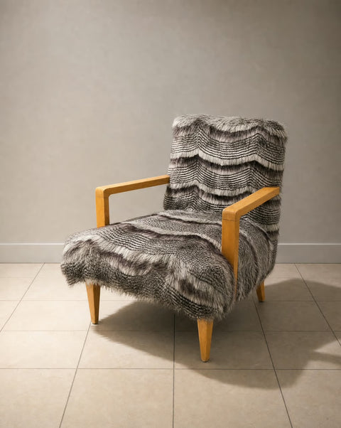 “Franco Albini” Vintage Reupholstered Faux Chinchilla Fur Chair