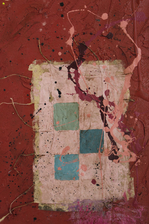 Angela Dickerson Red Grid Signal Original Framed Artwork