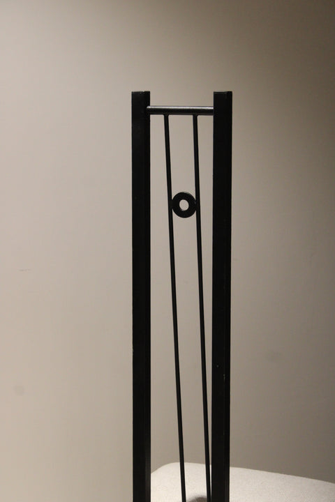 Vintage Postmodern Tall Back Dining Chair | Upholstered Black Dining Chair
