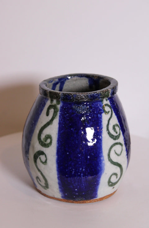 Blue White Scroll Studio Pottery Cachepot
