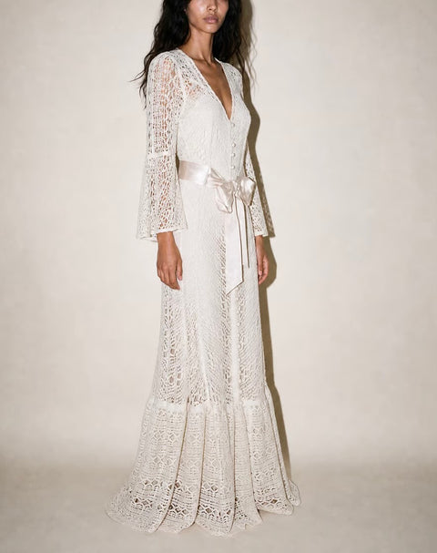Vintage Ivory Crochet Lace Dress — product detail