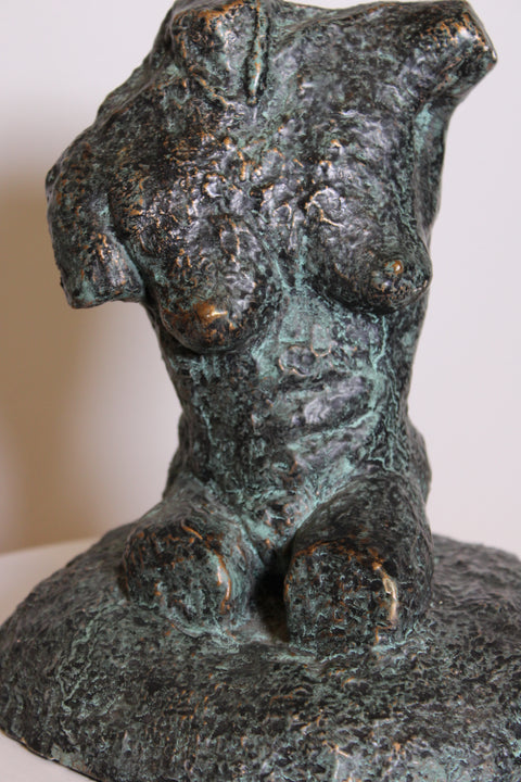 Vintage Brutalist Nude Female Bronze Sculpture Modernist Figurative Art