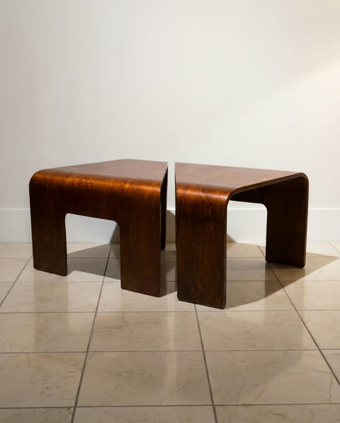 “Ekornes Stressless” Pair Mid Century Bentwood Side Tables