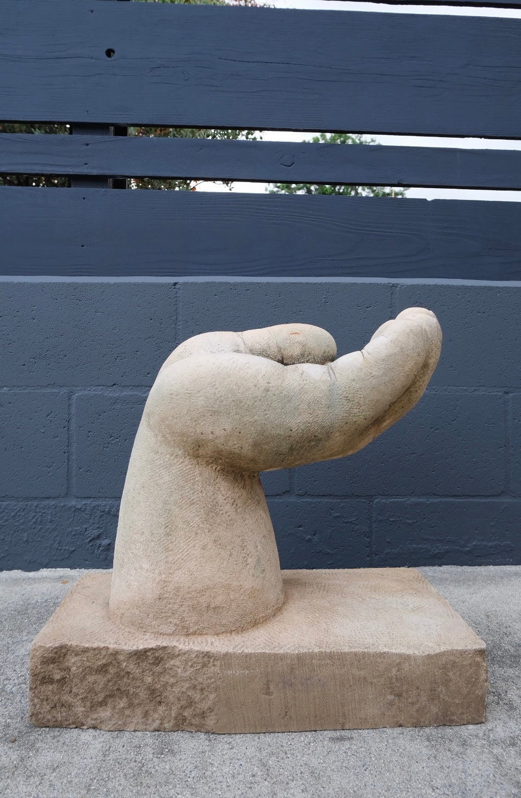 “Heavy Hand” Cement Bird Bath (Vintage)