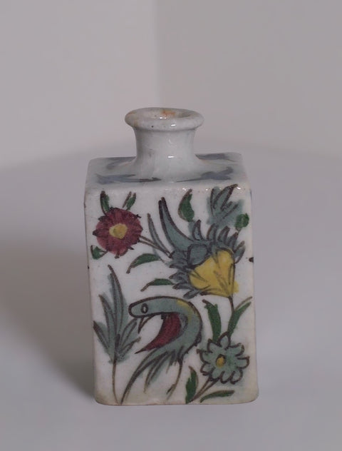 Vintage Mexican Hand-Painted Floral Ceramic Bud Vase