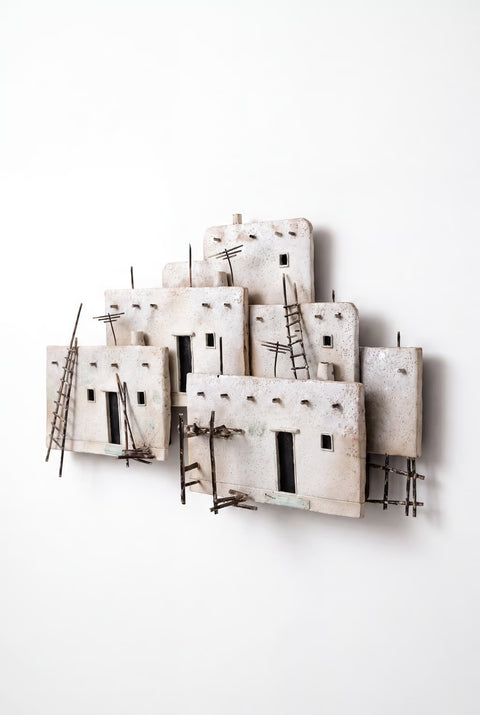 Curtis Jere Metal Wall Sculpture Adobe Pueblo Archite