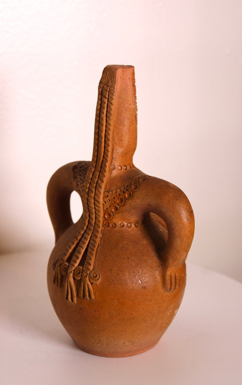 Terracotta Figure Vessel with Handles