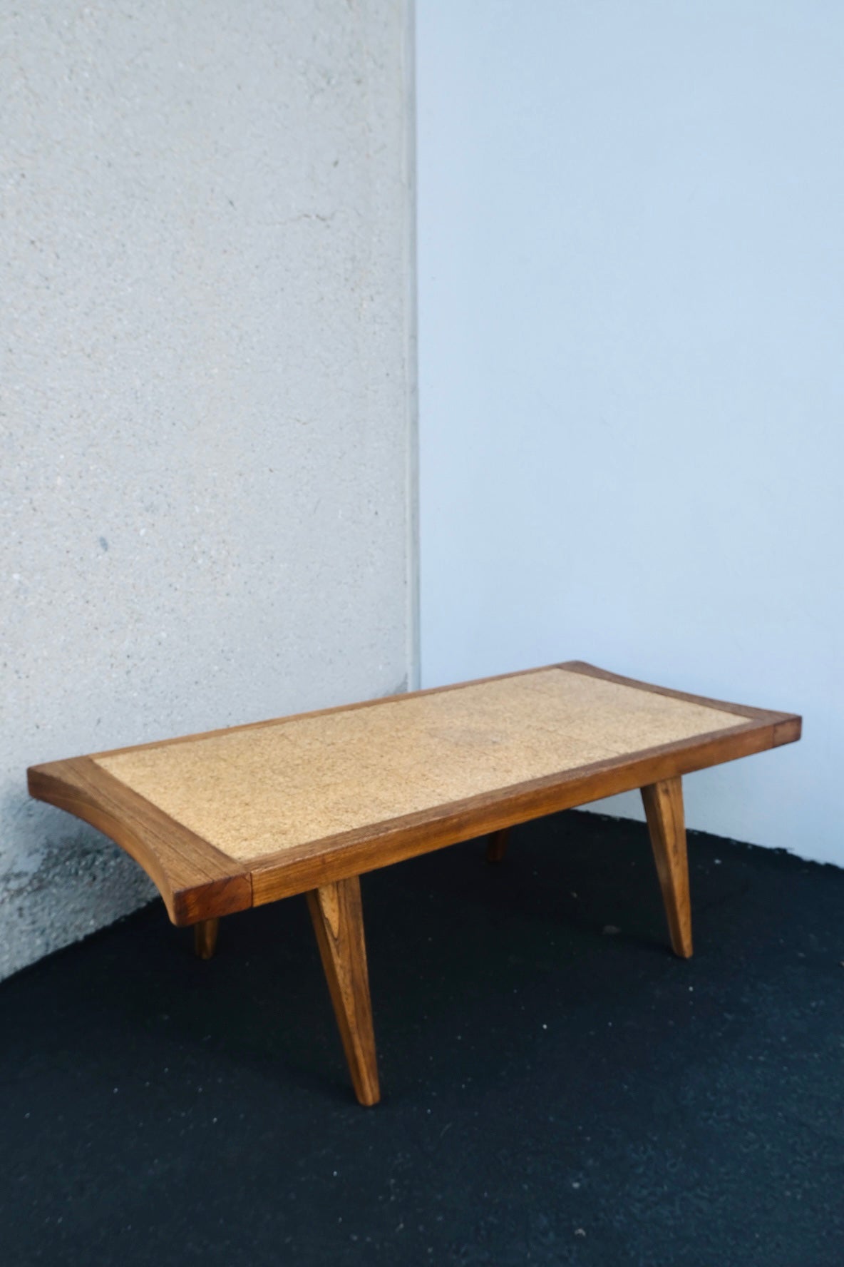 “Paine Furniture” Mid-Century Modern Wooden Cork Top Coffee Table (Vintage)