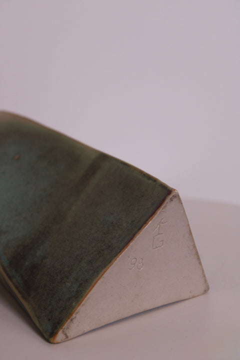 Angular Green Studio Pottery Vase