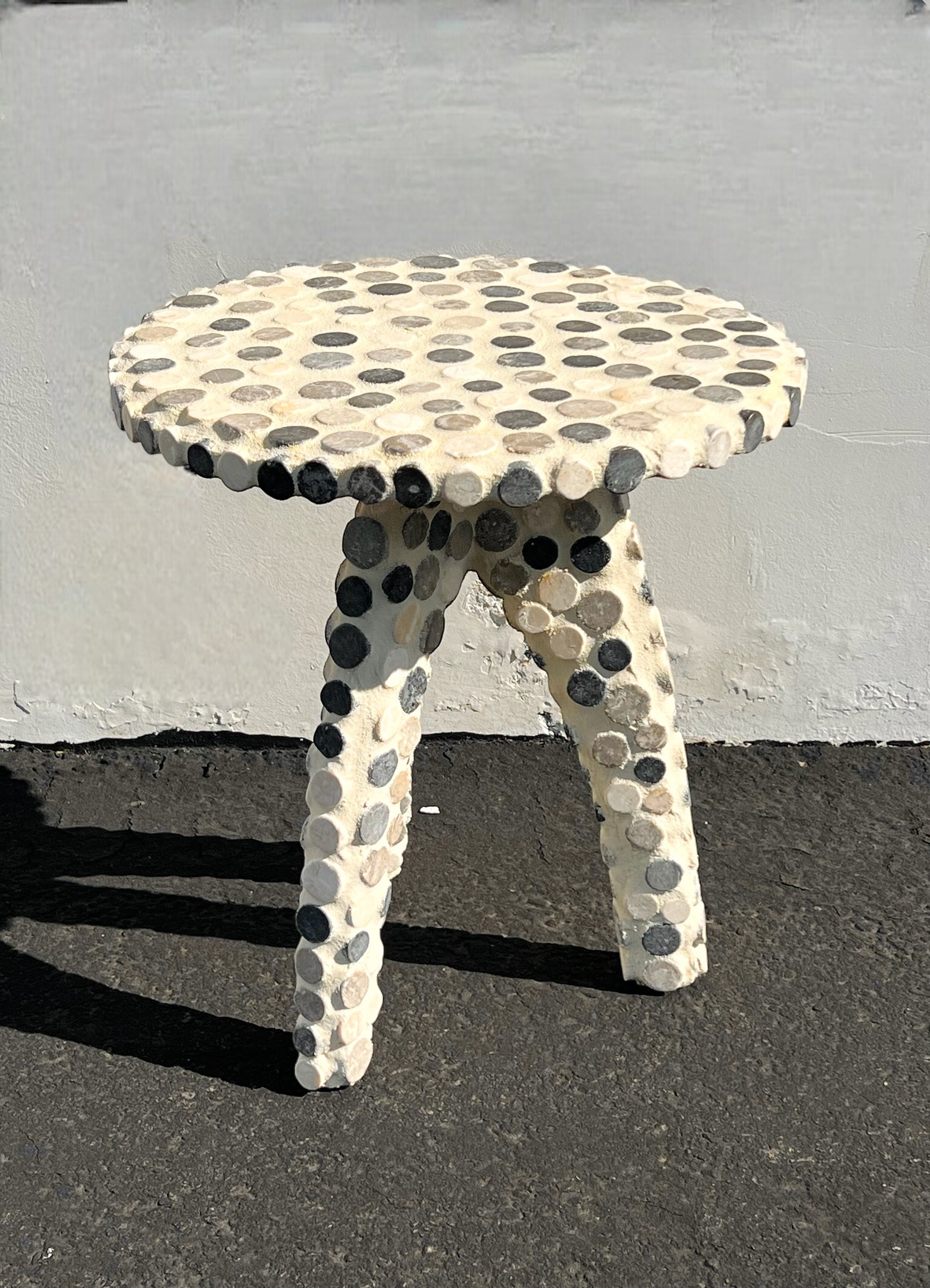 Hand Tiled Side Table (Blue/Grey/Cream)