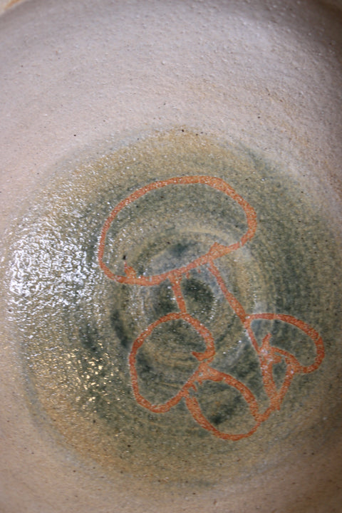 Mushroom Motif Studio Pottery Bowl