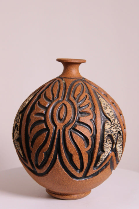 Carved Orb Studio Pottery Vase