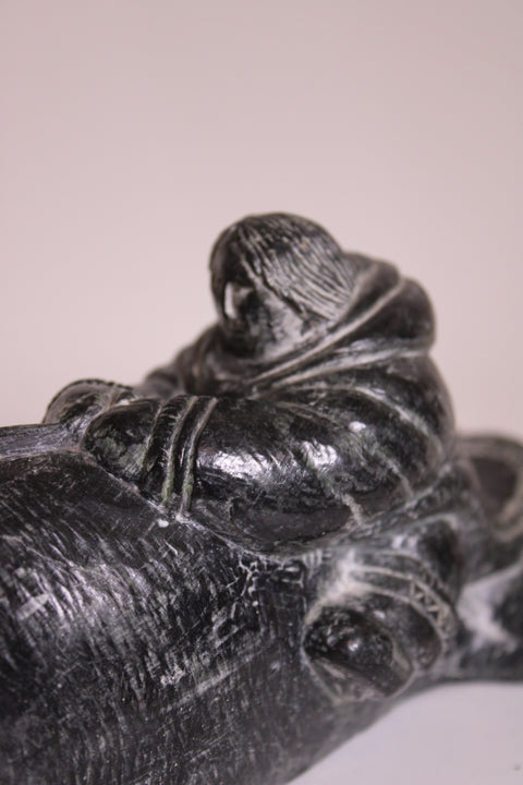 Vintage Carved Black Stone Figural Decorative Object
