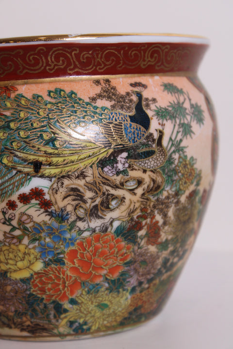 Peacock Garden Satsuma Style Cachepot