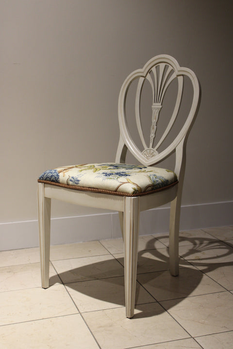 Vintage Art Deco Heart Back Dining Chairs (Pair) | Painted Accent Chairs