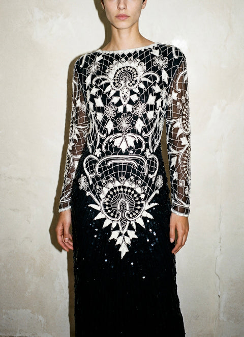 Cache Vintage Fully Beaded Silk Dress