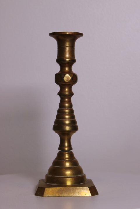 Single Stepped Brass Candlestick