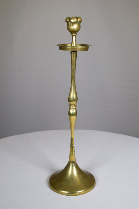 Vintage Brass Rosebud Candlestick