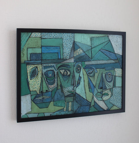 Angela Dickerson Blue Assembly Original Framed Artwork