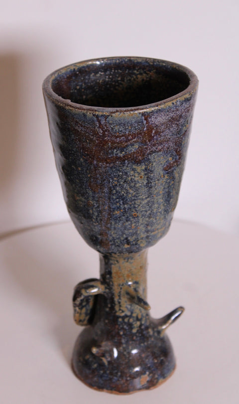 Brutalist Stemmed Studio Pottery Goblet