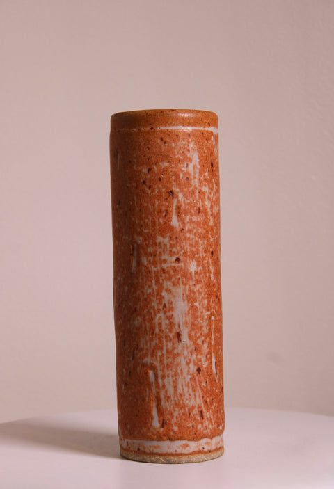 Orange Speckled Cylinder Bud Vase