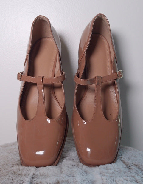 Pre Owned Pleather Mary Jane Sandals | Chunky Platform Block Heel Shoes | Minimal Y2K Strap Heels