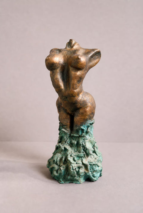 Vintage Brutalist Bronze Female Bust Sculpture – Mid-Century Modern Abstract Figurative Art