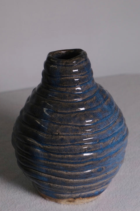 Vintage Blue Coil Bud Vase