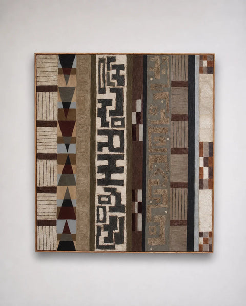 Earth-Tone Geometric Textured Panel Wall Art