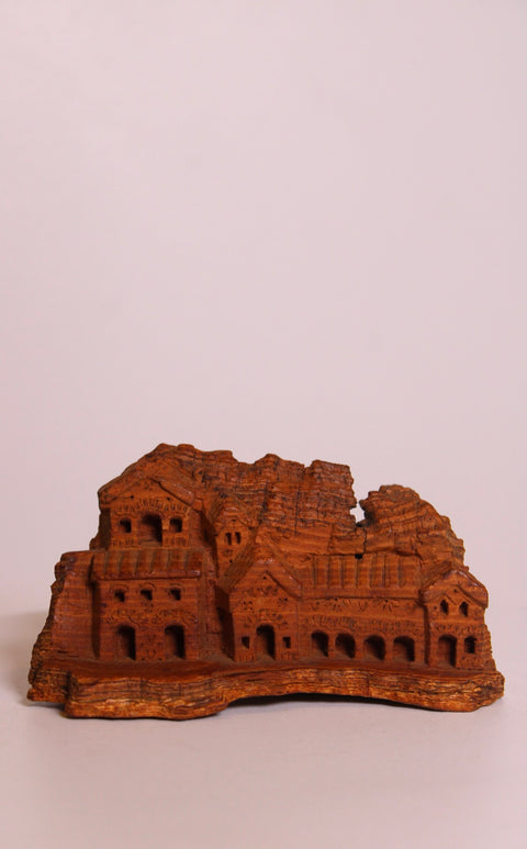 Rustic Cliff Dwelling Carved Sculpture