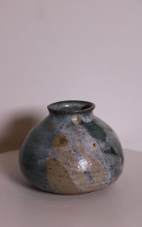 Signed Blue-Green Studio Pottery Bud Vase