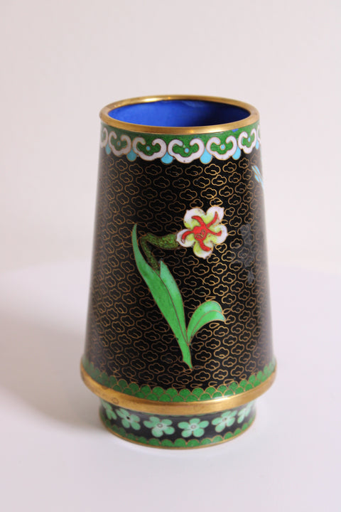 Vintage Chinese Cloisonné Brush Holder – Cherry Blossom Motif