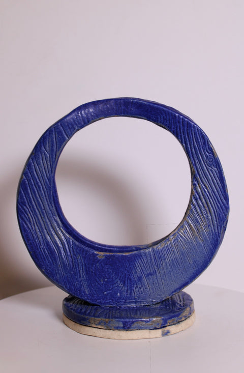 Blue Circular Abstract Ceramic Sculpture